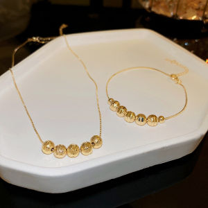 Golden Bean Necklace For Womens Light Luxury Design Sense New Clavicle Chain High Sense Simple Accessories