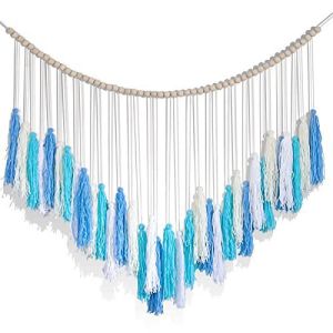 Dải trang trí treo tường tua rua nhiều màu sắc phong cách Bohemian có hạt gỗ dùng cho phòng ngủ trẻ em nhà trẻ tiệc tùng lớp học