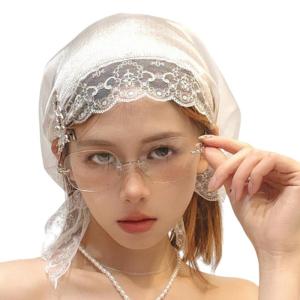 Elegant Lace Triangular Scarf Breathable Headscarf Bandanas for Fashion Women Great for Daily Wear and Music Festival