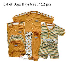 Paket Hemat 18 pcs seri baru / Warna Kuning Kubus / paket  baju bayi newborn 0-4 bulan