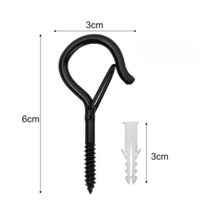10sets Wall Wood Ceiling Mount Screw Hooks with Buckle / Outdoor Seasonal Lighting Hanging Hook / Safety Latch Design for Secure Hanging on Walls and Ceilings