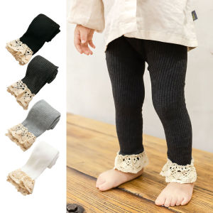 0-4Years Baby Girls Knitted Leggings Lace Design Toddler Slim Pant