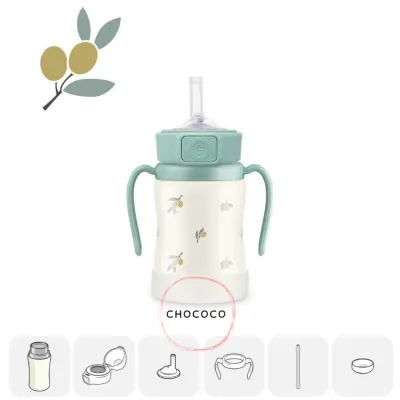[Korea]🇰🇷 AUTHENTIC Grosmimi Stainless Steel Straw bottle thermos insulated Feeding Water bottle cold storage Spill Proof no Spill Magic Sippy Handle cup for Baby and Toddlers