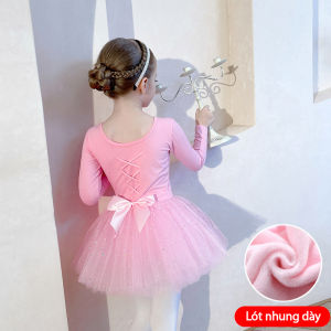 Váy Múa Dài Tay Lót Nhung Dày KIDSBALLET Đầm Múa Ba Lê Cho Bé Váy Múa Ba Lê Váy Múa Trẻ Em Đầm Múa Cho Bé