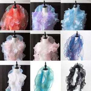 PLLEWY Mermaid Color Pleated Lace Ribbon 12cm Wide 1 Yard DIY Sewing Material Handicraft Clothing Supply