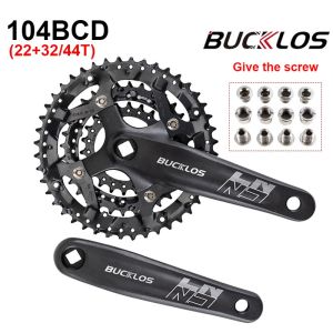 BUCKLOS MTB Crank 104BCD 22/32/44T Bike Chainring 3x Aluminum Alloy 9/10 Speed Bicycle Crankset