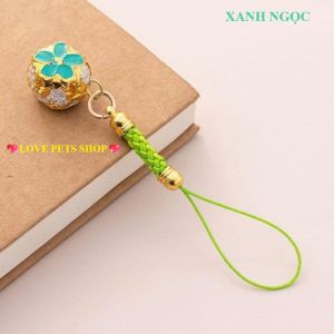 Phụ kiện handmade bằng chuông lục lạc hình bông hoa gắn dây (mẫu mới) - Love Pets Shop