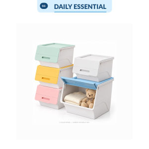 【DAILY ESSENTIAL】 Stackable Front-Opening Storage Box | Folding Lid Five Colours