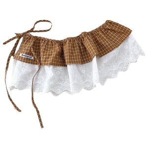 CHXONQ Lace Up Plaid Fart Curtain Balletcore Korean Style Lace Mini Skirts Fashion Pastoral Style Ruffle Short Skirts Women
