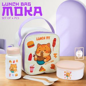 Cpm tas bekal moka lunch fit set of 4 pcs/ kotak bekal set