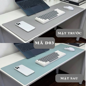 DeskPad Da PU 2 Mặt Cỡ Lớn Màu Xám Ánh Bạc/Xanh Pastel  - Chống Nước - Chống Trầy - Dễ Vệ Sinh