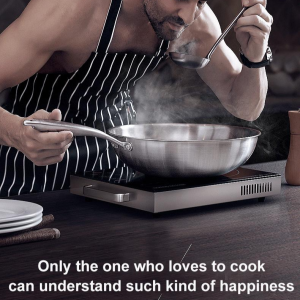 Stainless Steel Fry Pan Non-Stick Pan for Electric Stove Flat Bottom Wok Frying Pan