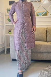 Kebaya FREE HIJAB tunik Naura Payet bahan Brokat Premium rok Plisket terbaru