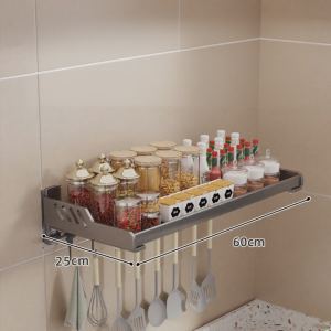 Kitchen Wall Mounted Microwave Oven Rack Punch-free Microwave Oven Rack Microwave Oven Electric Rice Cooker Toaster Oven Wall Storage Bracket Carbon Steel Rustproof Shelf