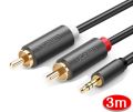 Dây loa 3.5mm sang 2 hoa sen RCA dài 3m chính hãng Ugreen 10512. 