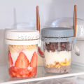 Happy กล่องใส่อาหารเช้า 350ml ใส่ข้าวโอ๊ต ซีเรียล มีช้อนพร้อมฝาปิด Oats Containers. 
