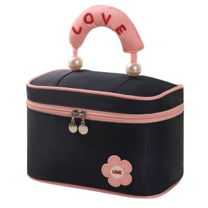 BEAUTYLASS ความงามสูง กระเป๋าเครื่องสำอางผู้หญิง ความจุขนาดใหญ่ รูปสี่เหลี่ยม กระเป๋าเดินทางสำหรับอุปกรณ์อาบน้ำ แบบพกพา ไข่มุก กระเป๋าเครื่องสำอางแบบถือ การเดินทาง