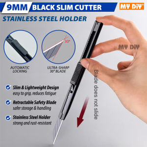 MYDIYHOMEDEPOT - 9mm Utility Cutter Knife Slim Design Retractable Cutter / Pisau Pemotong Pisau Tolak