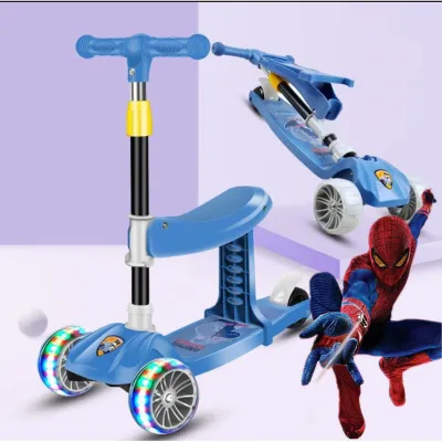 Kid Kick Scooter With Flash Wheel Folding Single Board Lift Adjustable Height For 8-12 Years Children Foot Scooter