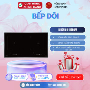 Bếp điện từ Binova BI 558GM 2 vùng nấu âm kính Schott Ceran nhập khẩu Đức inverter tiết kiệm điện