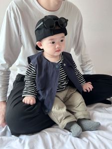 Baby Korean-style vest vintage pure cotton versatile spring vest for infants stylish outerwear for newborns
