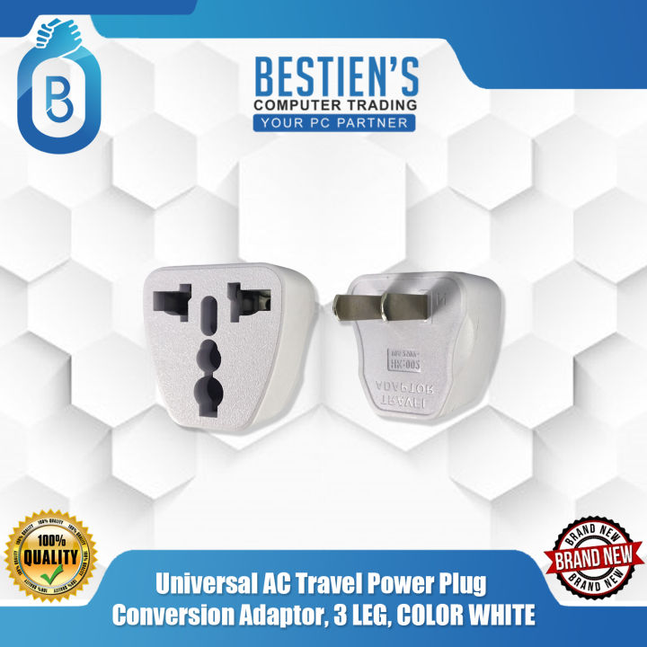 Three Leg Adapter Universal AC Travel Power Plug Conversion Adaptor, 3 LEG, COLOR WHITE ...