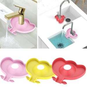 Sink Splash Guard Silicone Draining Pad Faucet Water Catcher Mat with Diversion Groove for Kitchen