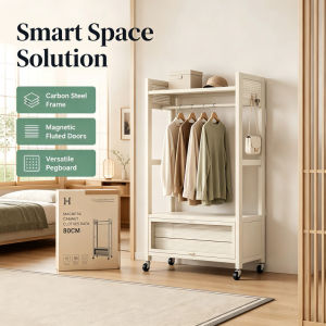 170cm Multi-layer Carbon Steel Clothes Hanger Stand Rack With Wheel Multi-functional Storage Removable Clothes Stand