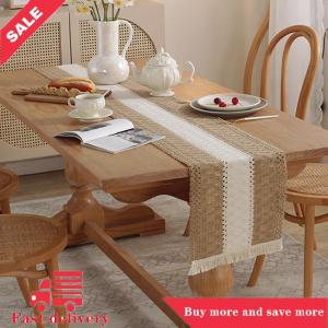 [COD] Simple And Light Luxury Table Runner Cotton Jute Splicing Bohemian Style Table Runners With Tassels Dining Home Table Decoration