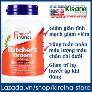 Viên uống Cây đậu chổi tăng lưu thông máu Giảm giãn tĩnh mạch và trĩ Butchers Broom 500 mg 150 viên