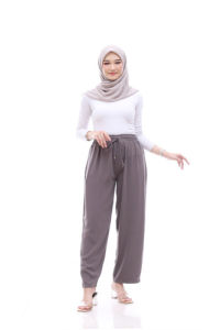 Loose Pants Trousers Wanita - Celana Anti Kusut - Celana Kulot Wanita - Celana Kantor Formal / Casual 332/662 WARNA ABU TUA