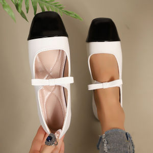 Free Shipping In-Stock Color-Block Bowknot Loafers New Autumn Collection Flat-Soled Comfortable And Available In Larger Sizes For Women