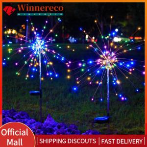 【winnereco】 2Pcs Solar Fireworks Lights Waterproof Solar Outdoor Garden Lights 8 Lighting Modes LED Sparklers Firework Lamp for Yard Garden Flowerbed Party Decor