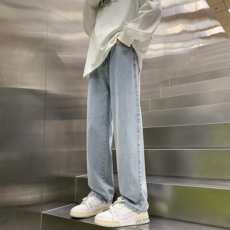 jeans pria loose straight korean style baggy pants pria celana