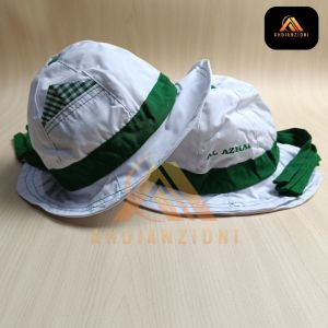 Topi TK Al Azhar Putri Seragam Resmi Putih Hijau All Size
