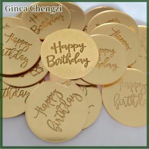 Ginca 10pcs Hạnh Phúc sinh nhật Cupcake Topper Acrylic Rose Vòng tròn bánh Topper