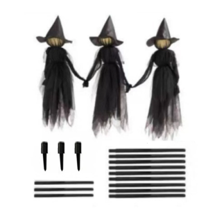 The terrifying glowing head for Halloween garden post 4.9 feet per set 3 witches holding hands suitable for outdoor courtyards lawns and garden decoration.