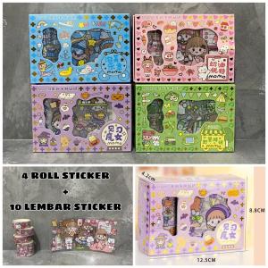 Sticker Momo Cute Roll set 2d Waterproof Stiker 2d Viral Per Box/warna - Ungu