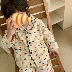 2026 New Kids Boys Girls Pajama Sets Cartoon Print Long Sleeve Cute T-Shirt Tops with Pants Toddler Baby Autumn Sleeping Clothes2026