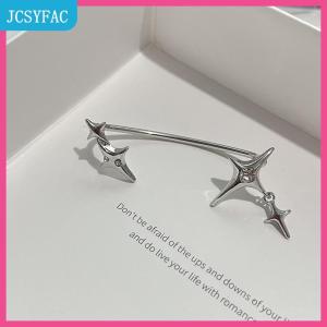 JCSYFAC 1 cặp bông tai kẹp vành tai hình ngôi sao màu bạc thời trang cho nữ gắn đá zircon không cần xỏ lỗ kiểu kẹp tai sành điệu phong cách gothic cá tính trang sức bông tai