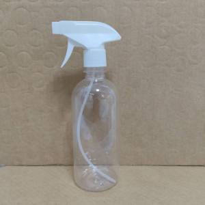 ขวดสเปร์ย PET ทรงกลม 500ml สีใส พร้อมหัวฉีดฟอกกี้