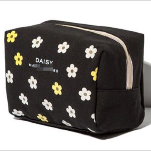 *perfume GWP* MJ Daisy Canvas Floral Black Makeup Cosmetics Case Pouch Bag