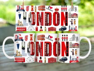 * 1 PC MUG WITH BOX * London Design Mugs 11oz White 1 Picture is for 1 mug only