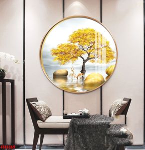 Xả kho tranh tráng gương tròn đường kính 50cm có chốt treo treo phòng khách phòng ăn phòng ngủ trang trí siêu đẹp