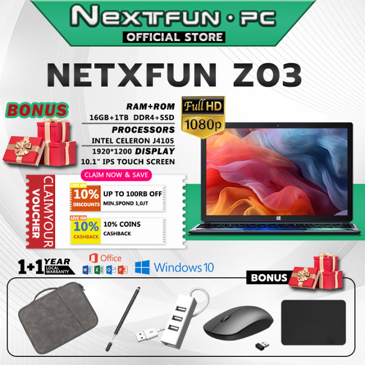 Laptop RAM 16GB +1TB SSD Windows Tablet PC generasi ke-11