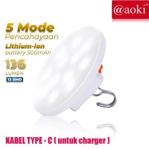 AOKI AK-235 Lampu LED Magnet Dinding Bisa digantung Serbaguna Rechargable USB Warna Aestheticmulti warna tahan lama terang / AOKI AK-235 lampu LED emergency / lampu camping