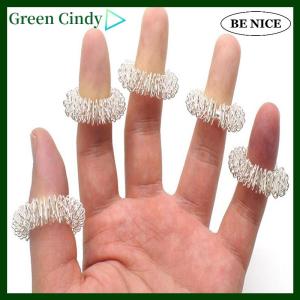 [Green Cindy] 10pcs Stainless Steel Finger Massage Ring Acupuncture Ring Therapy Relax Blood