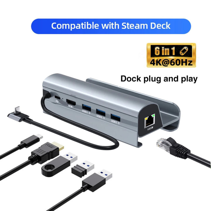 Steam Deck Docking Station TV Base Stand 6 in 1 Hub aluminium Alloy ...