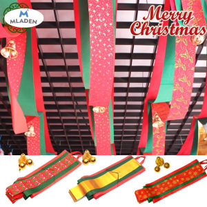 MLADEN  Merry Christmas ธงคริสต์มาส 3M ธงแบนเนอร์ ลาย แบบดึง สําหรับตกแต่งปาร์ตี้คริสต์มาส ปีใหม่