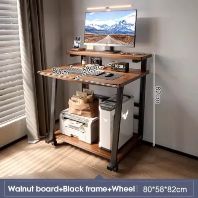 Rolling Desk with Monitor StandRolling Computer Desk for Student Writing Table for Small Space